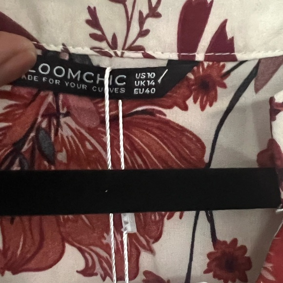 Rust ,cream, and black tropical floral dress. - Picture 3 of 8